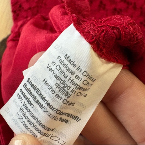 J CREW Red Peyton Lace Cropped Pant Pull On Size 8 - Picture 6 of 8